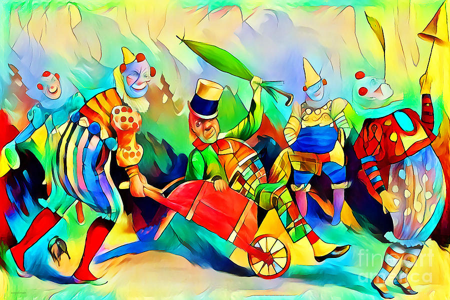 Clowns Clowning Around in Vibrant Painterly Colors 20200518v2 Photograph by Wingsdomain Art and Photography