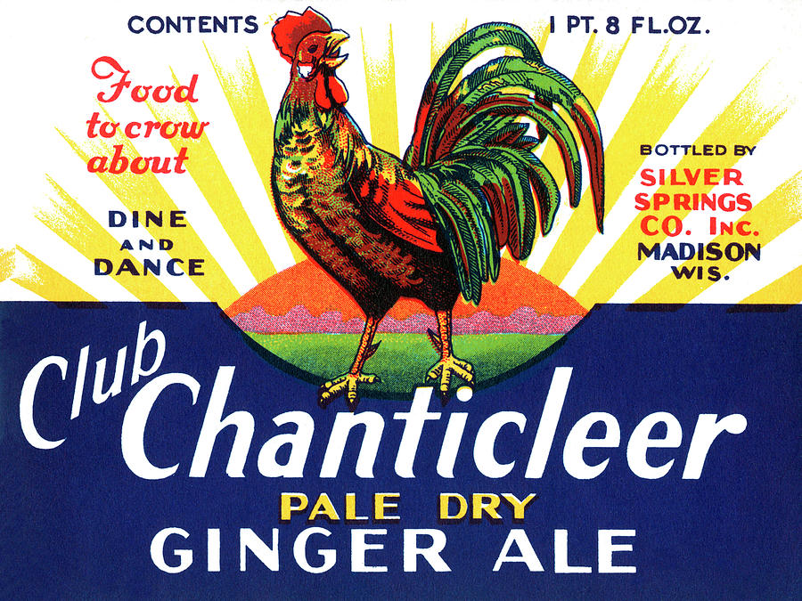 Vintage Drawing - Club Chanticleer Pale Dry Ginger Ale by Vintage Drinks Posters