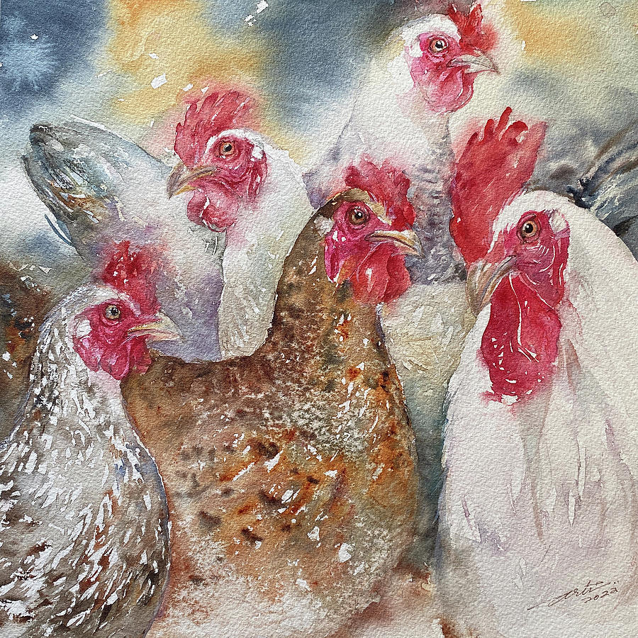 Cluck Corterie Painting by Arti Chauhan