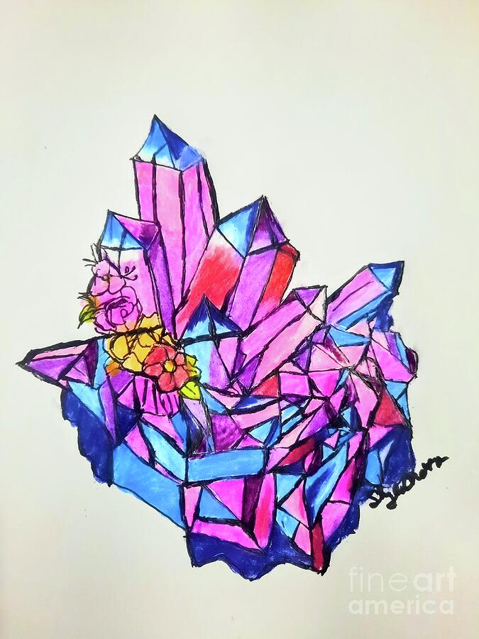 Flower Drawing - Cluster of Crystals by Shylee Charlton
