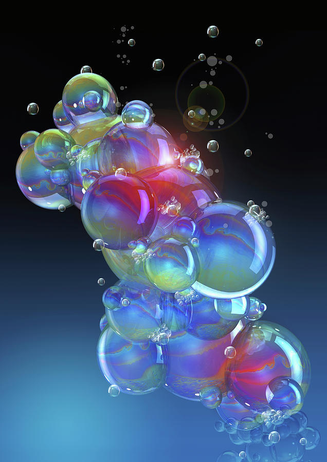 Cluster of floating soap bubbles Digital Art by Aeriform | Pixels