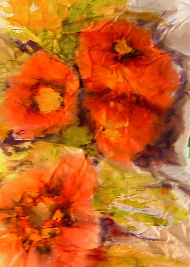 Cluster of red poppies Painting by Caroline Patrick