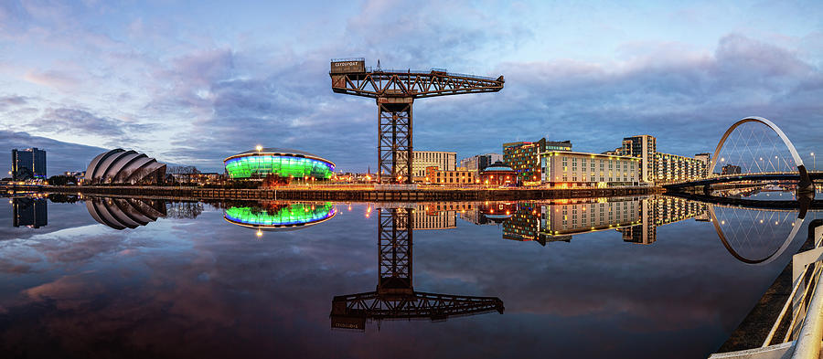 Clyde Waterfront Pano Twilight 2020 Photograph by Grant Glendinning