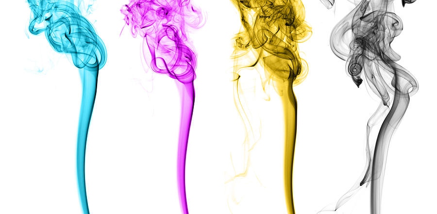 CMYK colors by smoke Photograph by Assalve