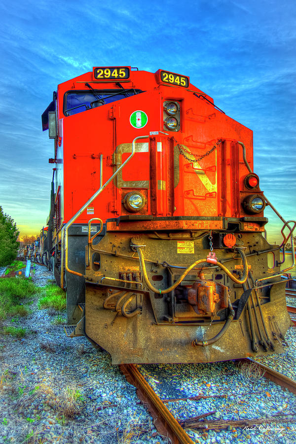 CN 2945 The Line Up 2 Canadian National Norfolk Southern Locomotives Train Art Photograph by Reid Callaway