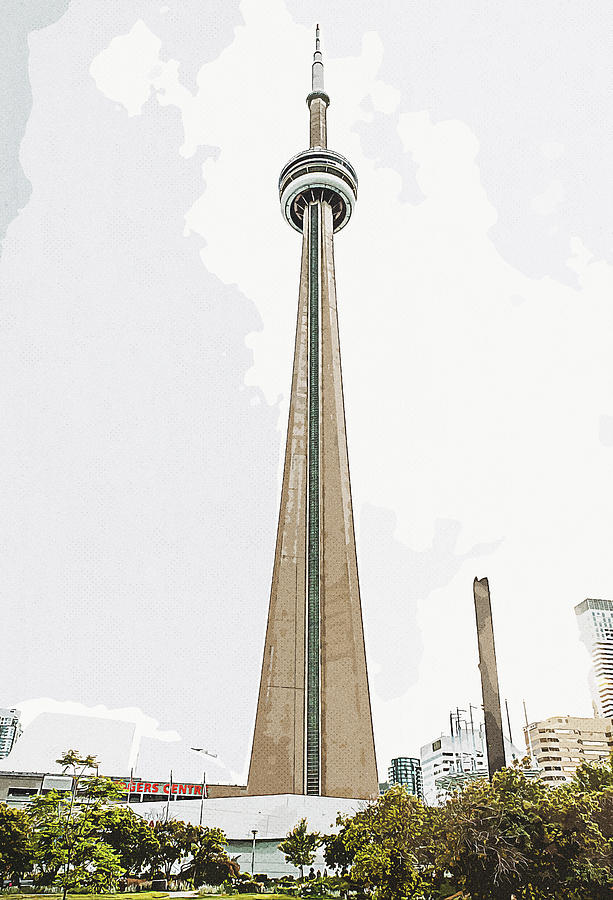 Abstract Painting - cn tower Toronto Skyline Ontario Canada Vintage Travel Poster by Asar Studios by Celestial Images