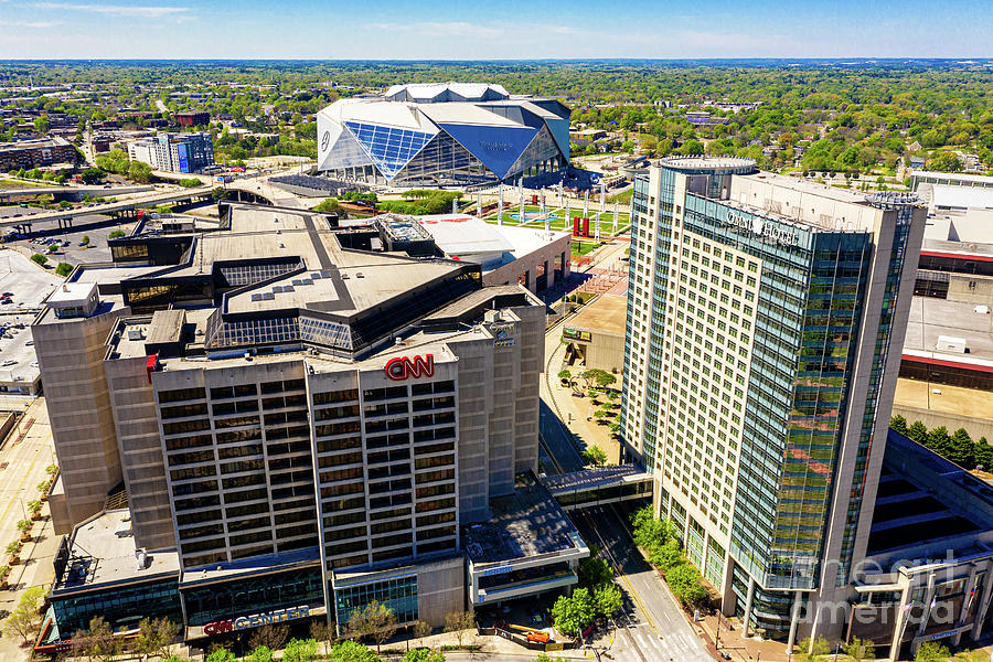 Architecture Photograph - CNN Center Aerial View - Atlanta GA by Sanjeev Singhal