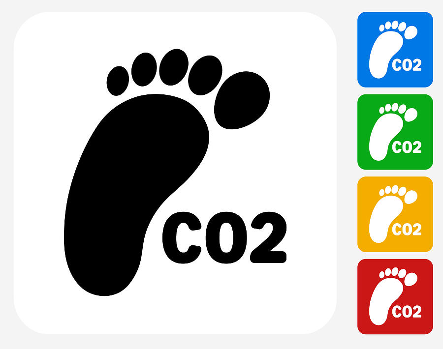 CO2 Footprint Icon Flat Graphic Design Drawing by Bubaone