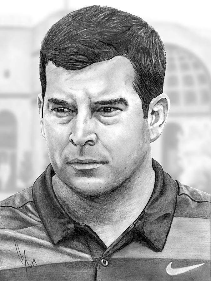 Sports Drawing - Coach Ryan Day by Bobby Shaw