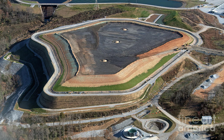 Coal Ash Mound at Duke Energy Asheville Combined Cycle Plant Aer Photograph by David Oppenheimer