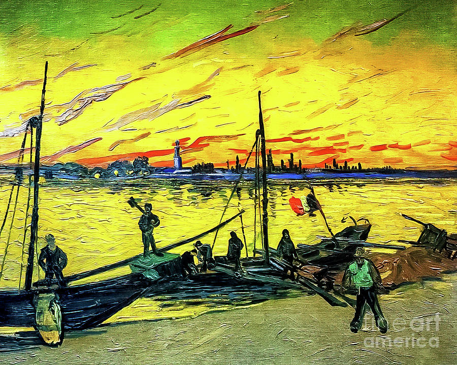 Coal Barges by Vincent Van Gogh 1888 Painting by Vincent Van Gogh