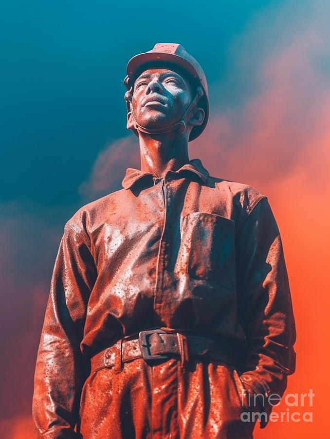 Coal  Mine  Worker  Surreal  Cinematic  Minimalistic  By Asar Studios Painting