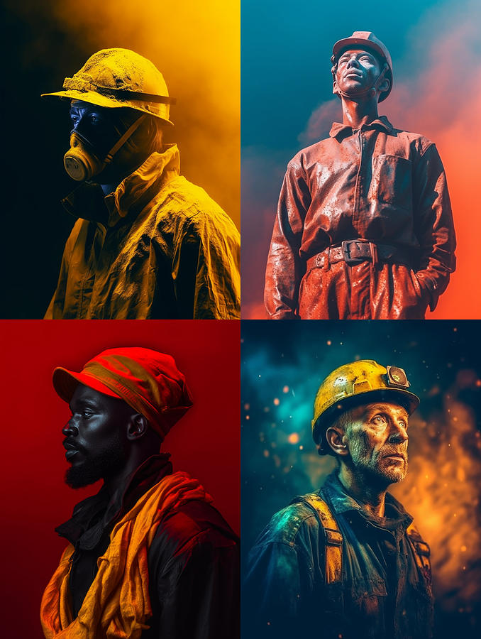Coal Mine Worker Surreal Cinematic Minimalistic dd c e bf cedfdfa, by