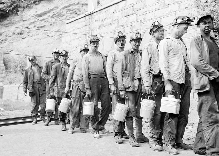 Coal Miners Finishing Shift - West Virginia - 1946  Photograph by War Is Hell Store