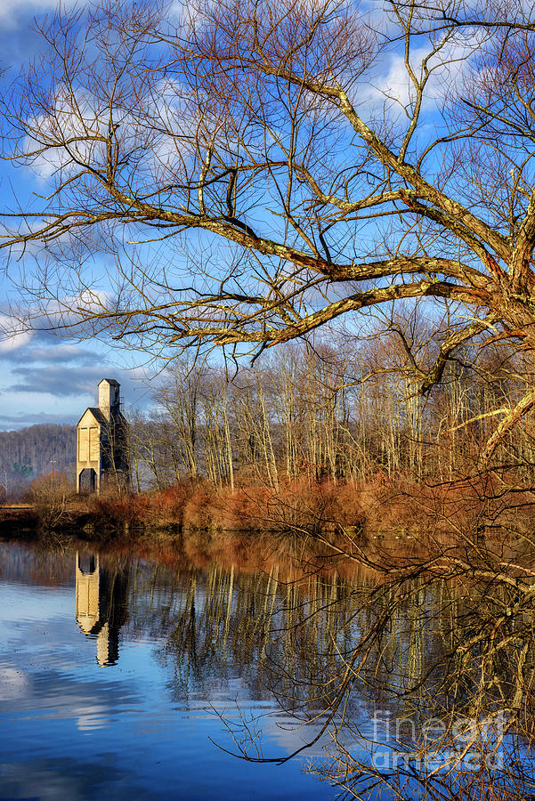 Coaling Tower and Pond Reflection Photograph by Thomas R Fletcher