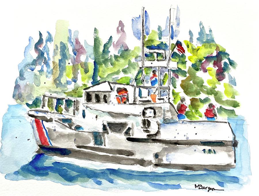 Coast Guard Boat Painting by Mike Bergen