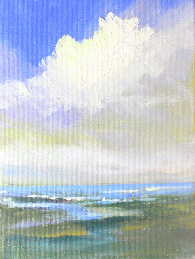 Coastal Beach Cloud Painting by Nancy Merkle