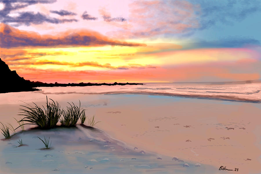 Coastal Beach Sunset Digital Art by Becky Herrera