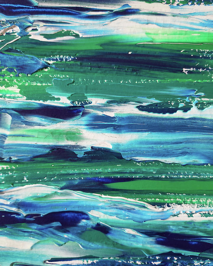 Coastal Blues Contemporary Decor Ocean Waves Beach Art IV Painting by Irina Sztukowski