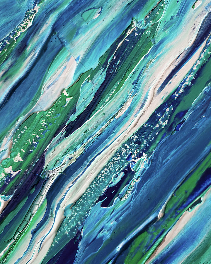 Coastal Blues Contemporary Dynamic Interior Decor Ocean Waves I Painting by Irina Sztukowski