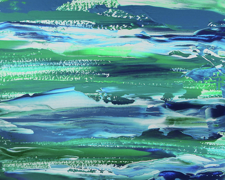 Coastal Blues Contemporary Interior Decor Ocean Waves V Painting by Irina Sztukowski