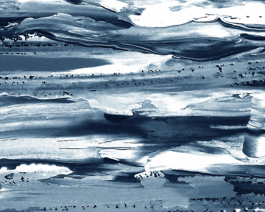 Coastal Breeze Contemporary Decor Ocean Waves Indigo Blue VI Painting by Irina Sztukowski