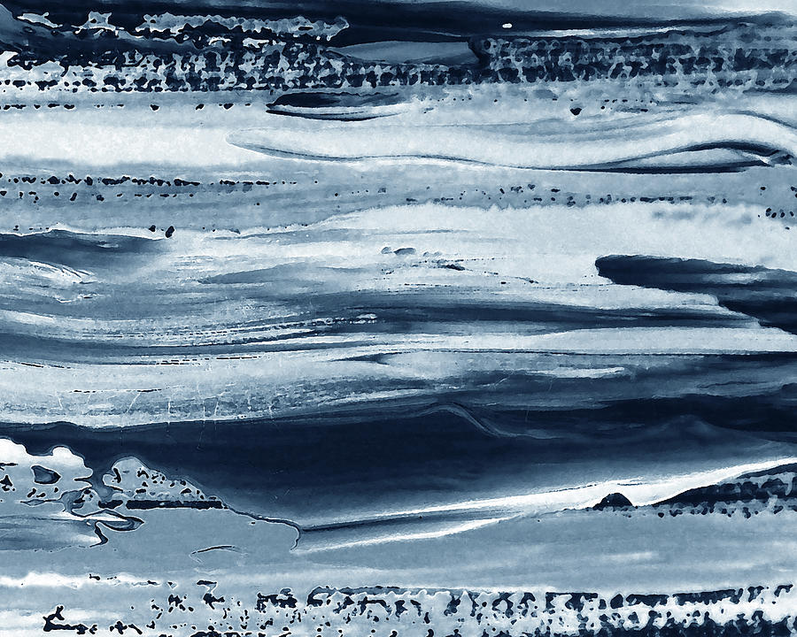 Coastal Breeze Contemporary Decor Ocean Waves Indigo Blue VII Painting by Irina Sztukowski