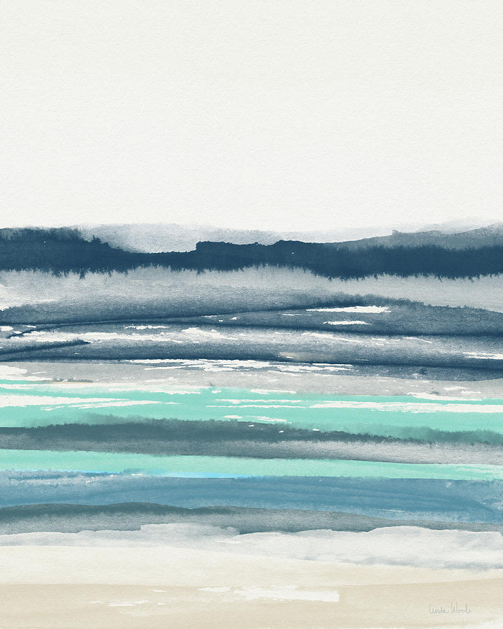 Abstract Painting - Coastal Calm Water 2- Art by Linda Woods by Linda Woods