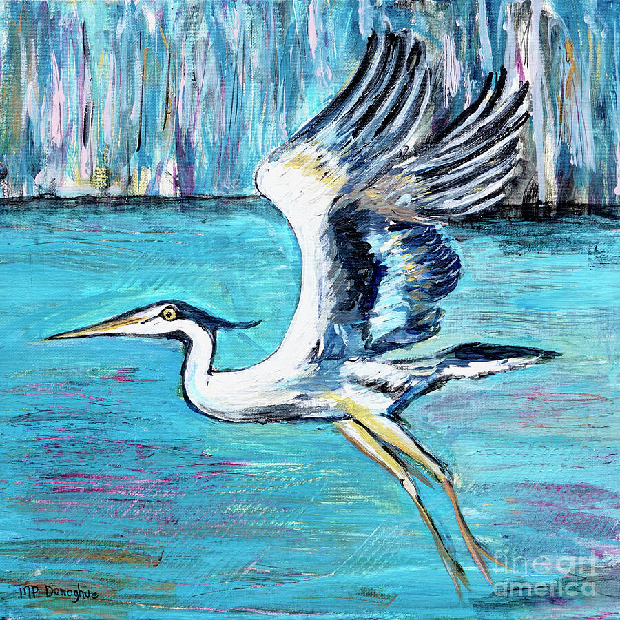 Coastal Carolina Heron Painting by Patty Donoghue