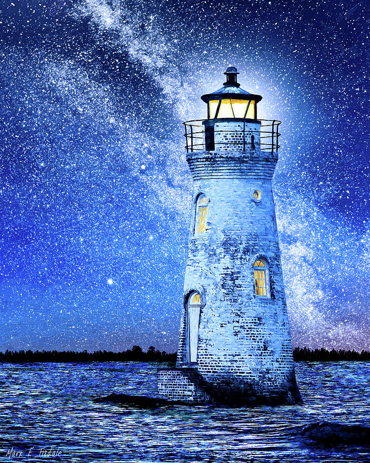Coastal Georgia Lighthouse - Cockspur Island Digital Art by Mark Tisdale