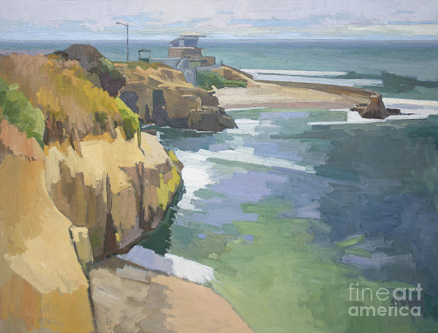 Coastal La Jolla at Childrens Pool - San Diego, California Painting by Paul Strahm