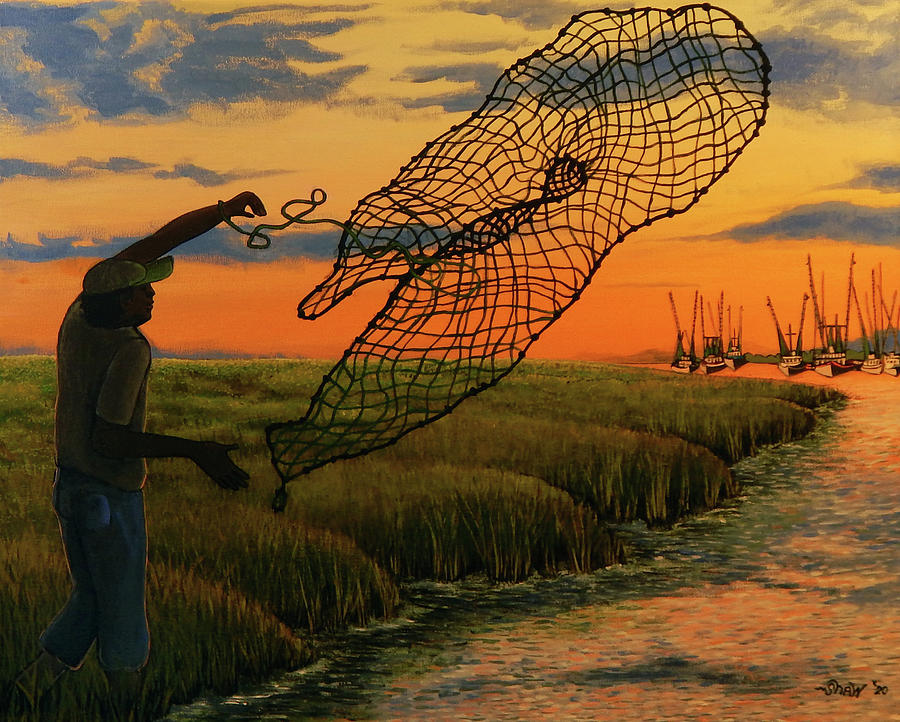 Coastal Net Fishing Darien, GA by Donald Shaw