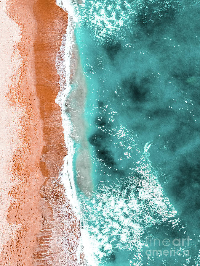 Coastal Print, Summer Beach, Ocean Waves Aerial, Aerial Beach Coastal Print, Aerial Ocean Print Photograph
