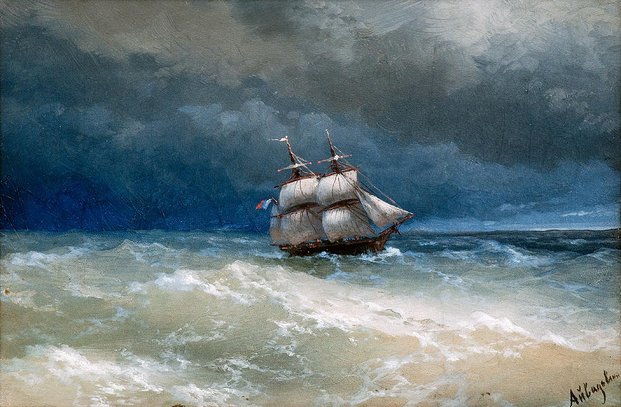 Coastal scene with stormy waters Painting by Ivan Aivazovsky - Fine Art ...