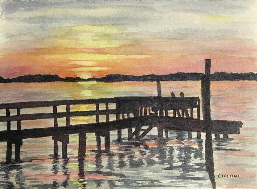 Coastal Sunset Painting by Jill Ciccone Pike