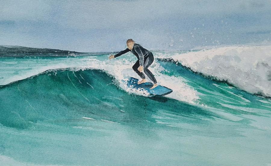 Coastal Surfer Painting by Sandie Croft