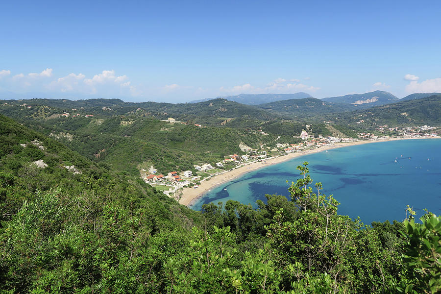 Coastline from village Afionas at Corfu Island Greece. looking ...