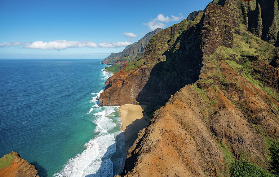 Coastline of Kauai from helicopter tour Photograph by Steven Heap ...