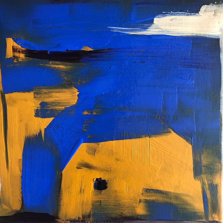 Abstract Painting - Cobalt and Ochre by MC Mintz