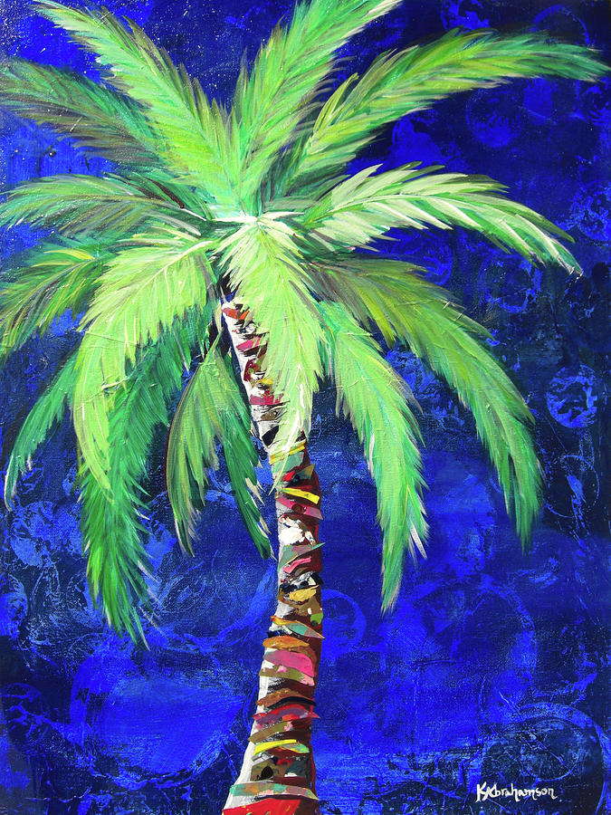 Cobalt Blue Palm II Painting by Kristen Abrahamson