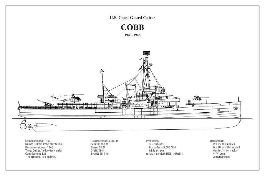Cobb wpg-181 United States Coast Guard Cutter - BD Digital Art by SP JE Art