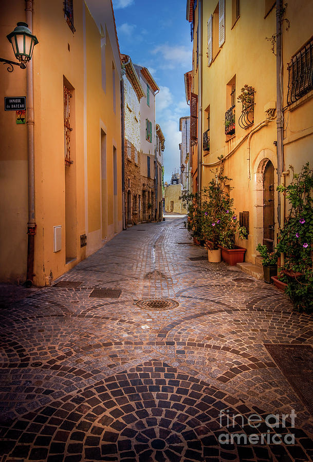 Cobblestone Alley in Antibes, France Photograph by Liesl Walsh