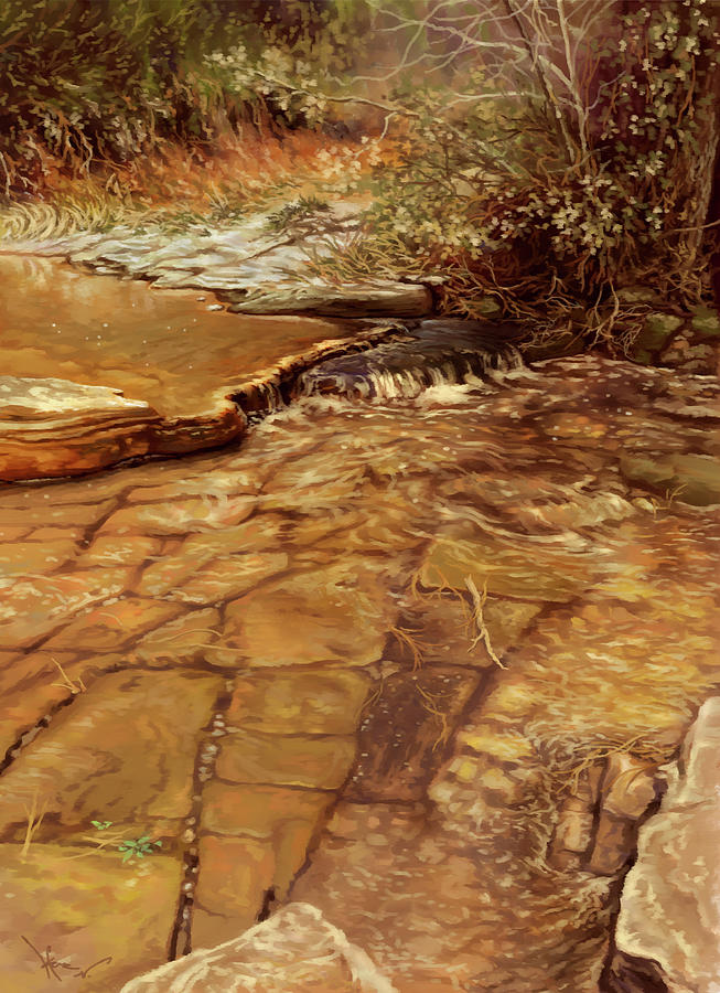 Cobblestone Creek Painting by Hans Neuhart