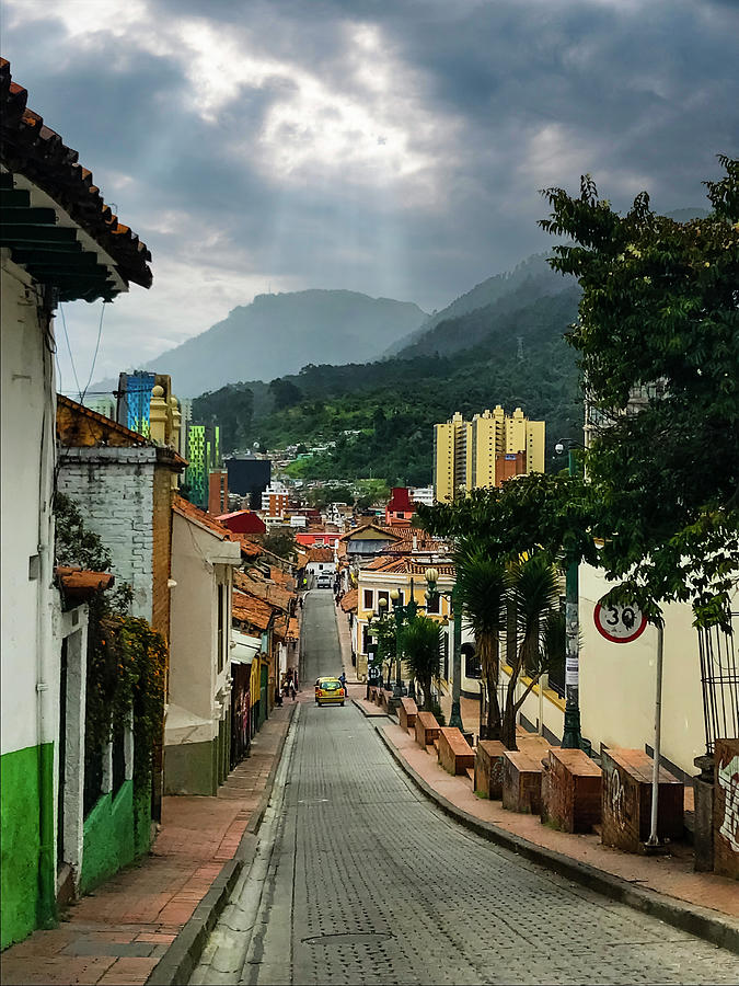 Cobblestone Street through Bogota to Monserrate Photograph by Christine Ley