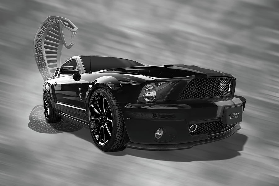 Cobra Power - Shelby GT500 Mustang BW Photograph by Gill Billington