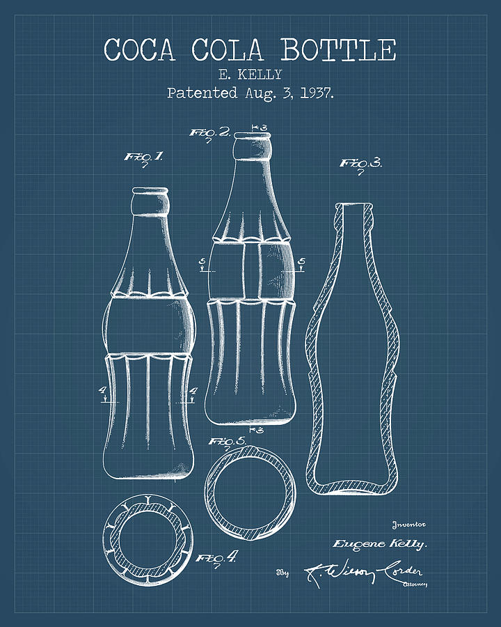 Vintage Digital Art - Coca cola bottle blueprints by Dennson Creative