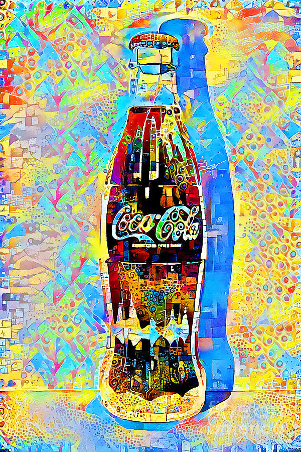 Bottle Photograph - Coca Cola Coke Bottle in Contemporary Vibrant Happy Color Motif 20200503 by Wingsdomain Art and Photography
