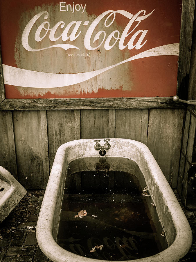 Coca-Cola Sign above a Tub at Island Grove Shell Station, Florida Photograph by Dawna Moore Photography