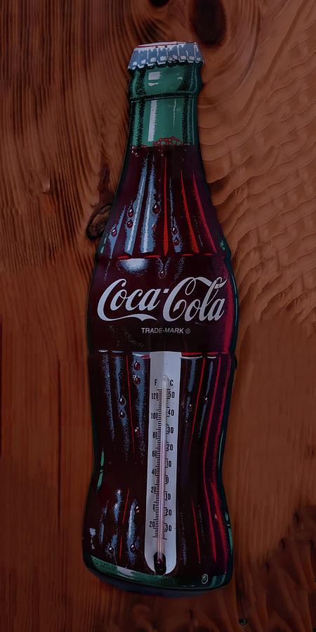 Man Cave Sign Photograph - Coca-cola thermometer by Flees Photos