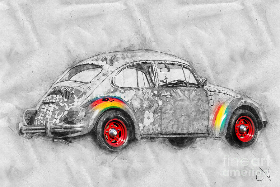 Coccinelle Beetle Car Sketch Colors Relief by Carlos V
